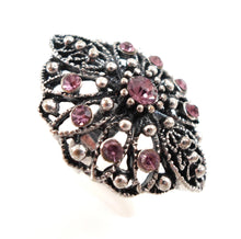 Boho statement ring - pink/silver