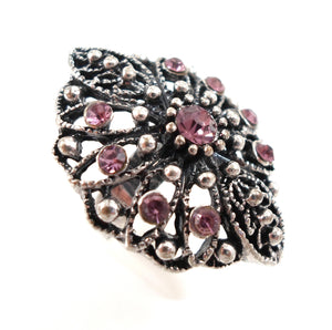 Boho statement ring - pink/silver