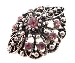 Boho statement ring - pink/silver