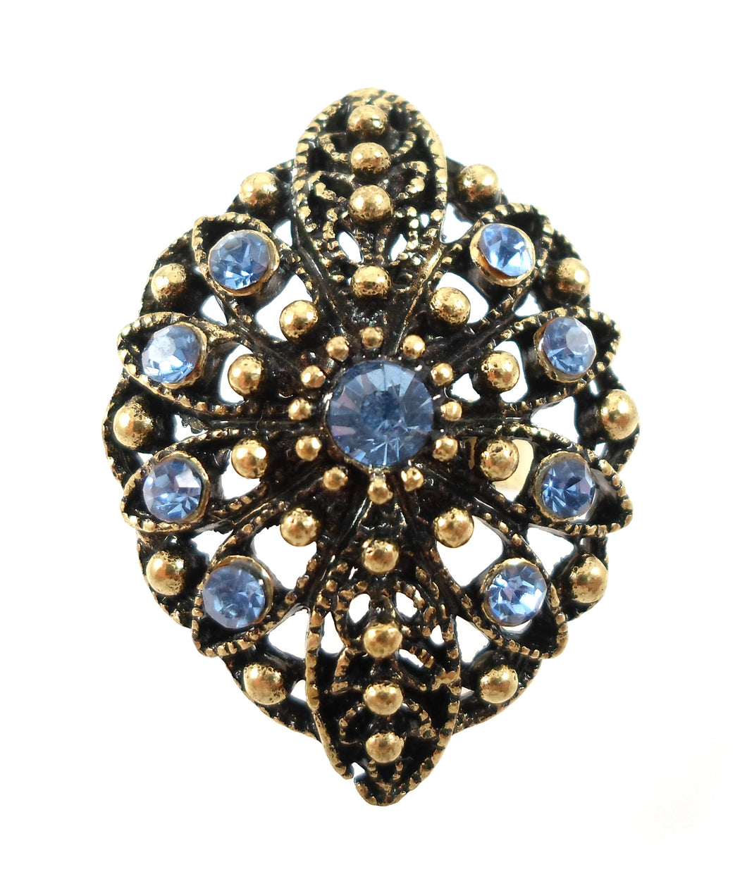 Boho statement ring - royal blue/gold