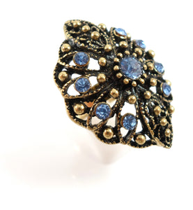 Boho statement ring - royal blue/gold
