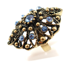 Boho statement ring - royal blue/gold
