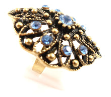 Boho statement ring - royal blue/gold