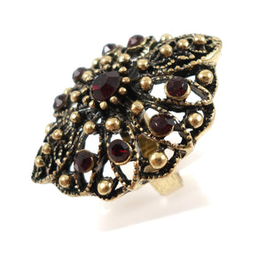 Boho statement ring - mahogany/gold