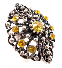 Boho statement ring - canary/silver