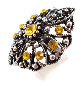 Boho statement ring - canary/silver