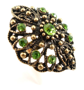 Boho statement ring - pear/gold