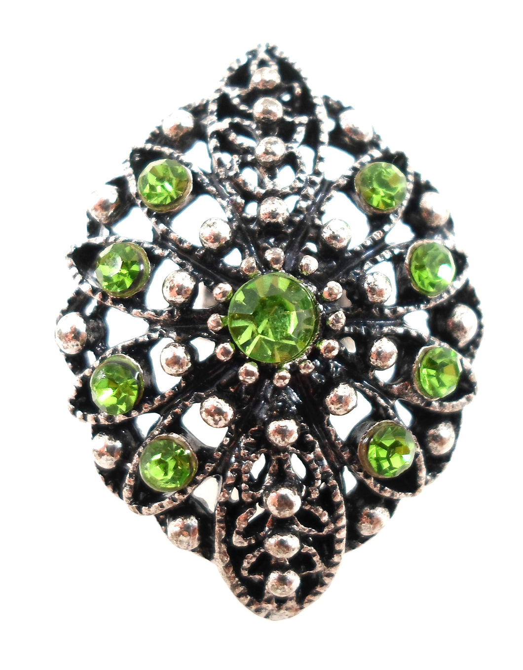 Boho statement ring - pear/silver