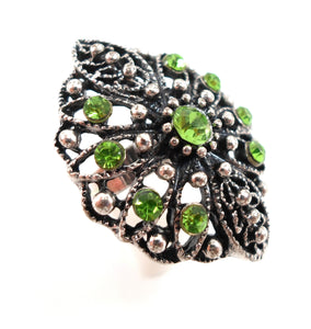 Boho statement ring - pear/silver