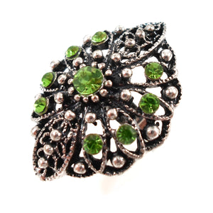 Boho statement ring - pear/silver