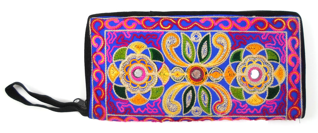 Pakistani purse - Indigo blue and cream