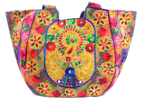 Large Pakistani Bag - Pink and Yellow
