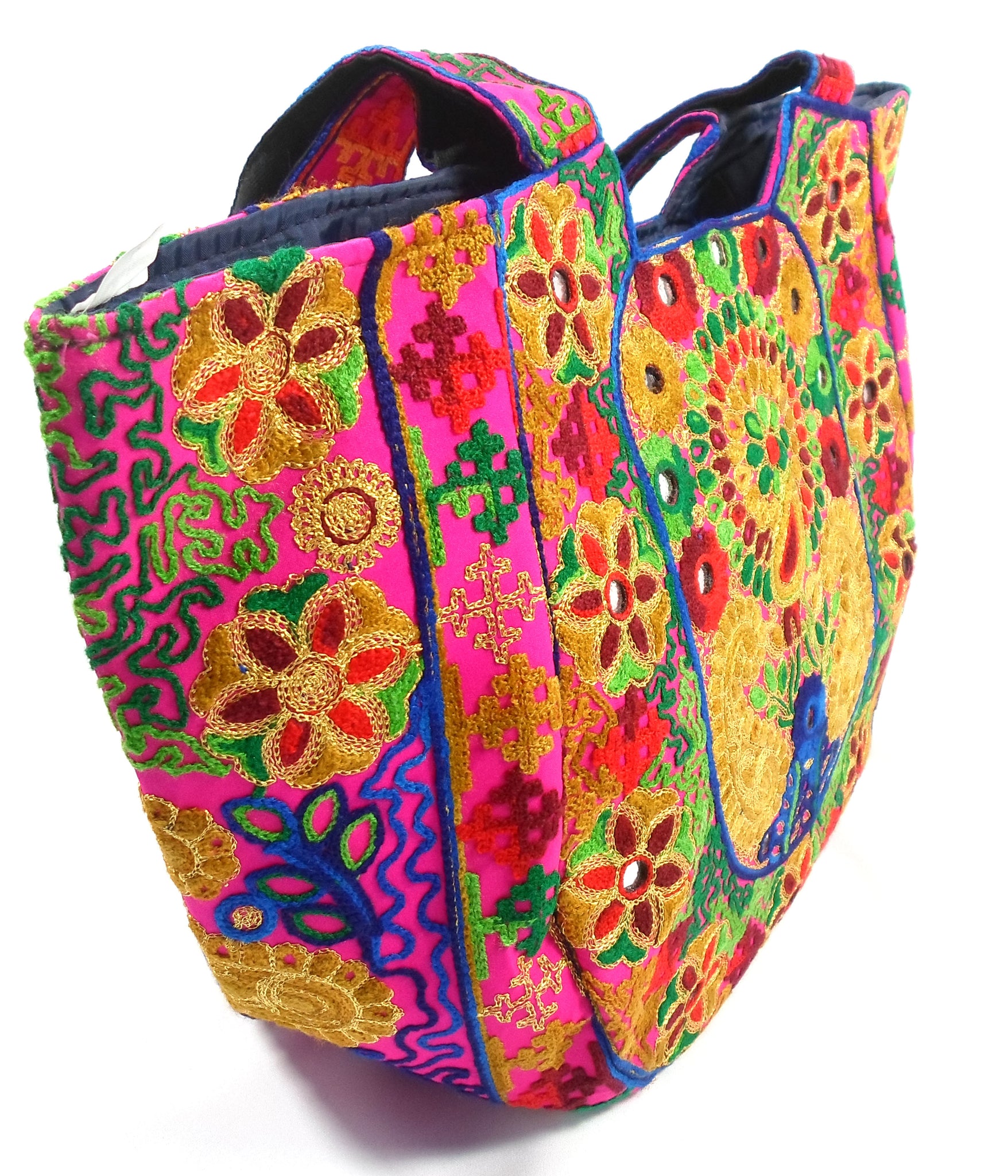 Large Pakistani Bag Pink and Yellow