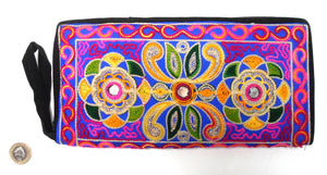 Pakistani purse - Indigo blue and cream